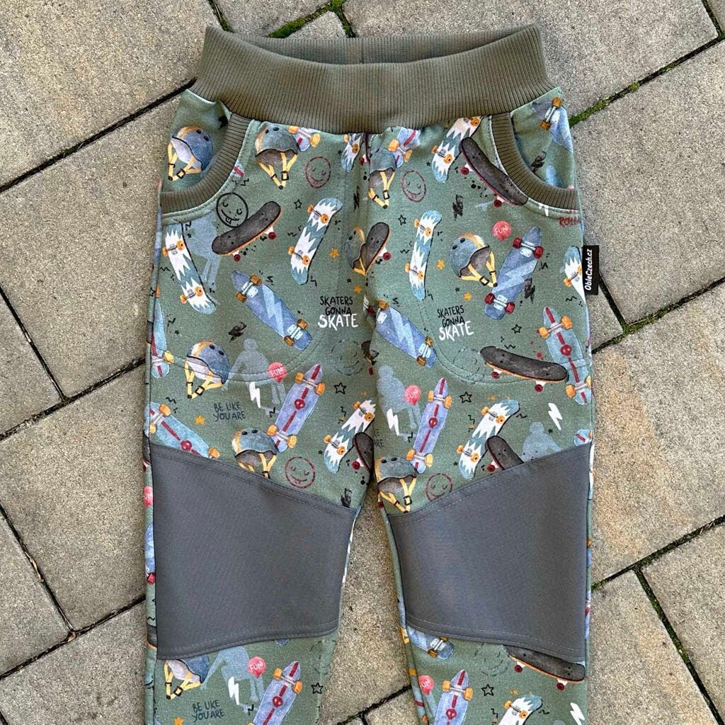 Tepláky olivové skate