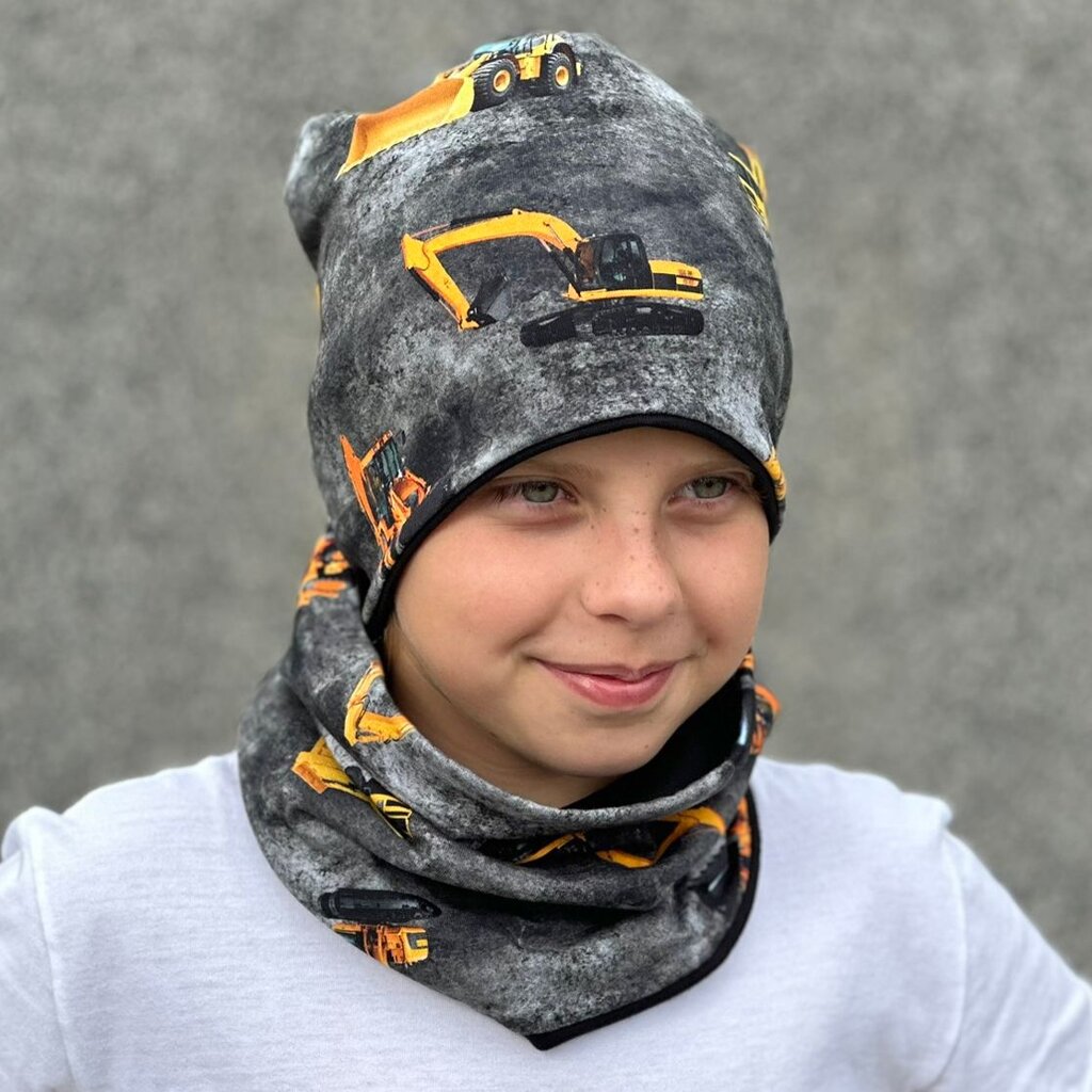 Zimní čepice černá stavební stroje Dan