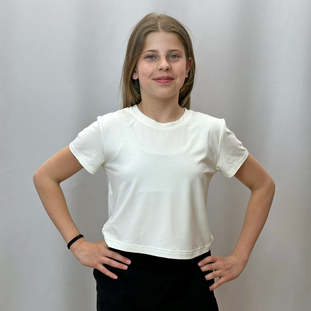 Dívčí crop top smetanový 