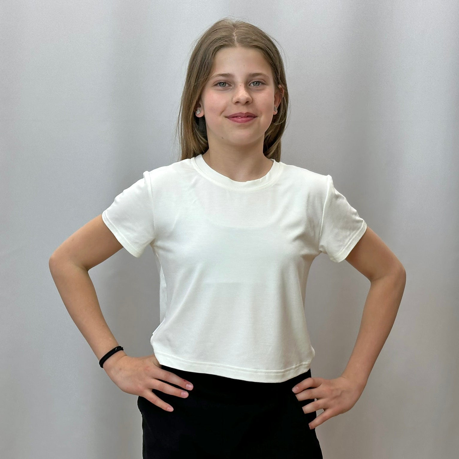 Dívčí crop top smetanový 