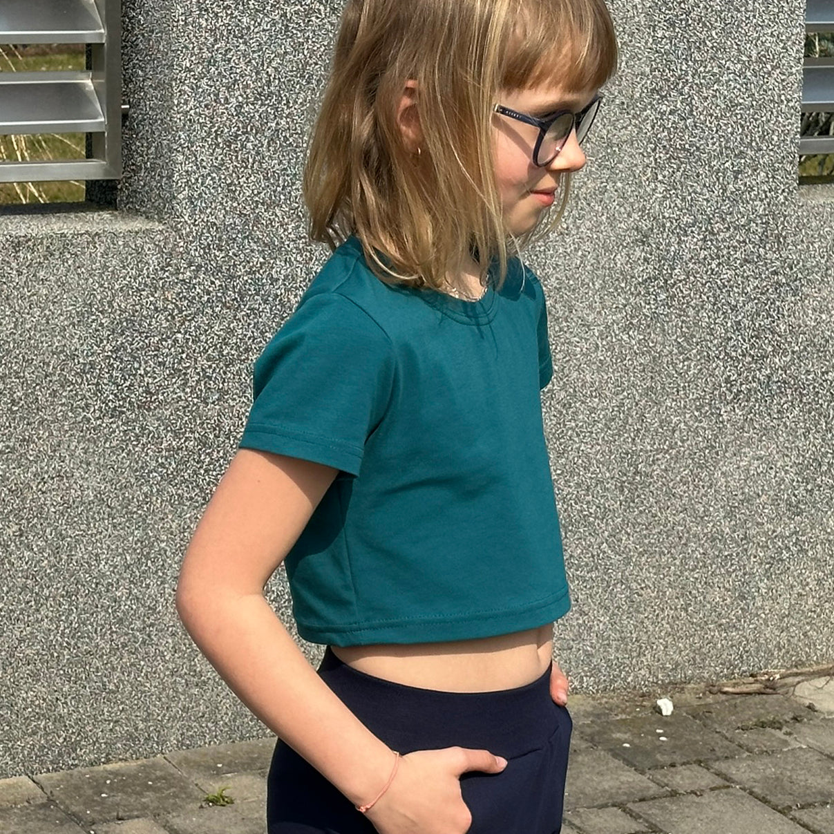Crop top tmavě smaragdový