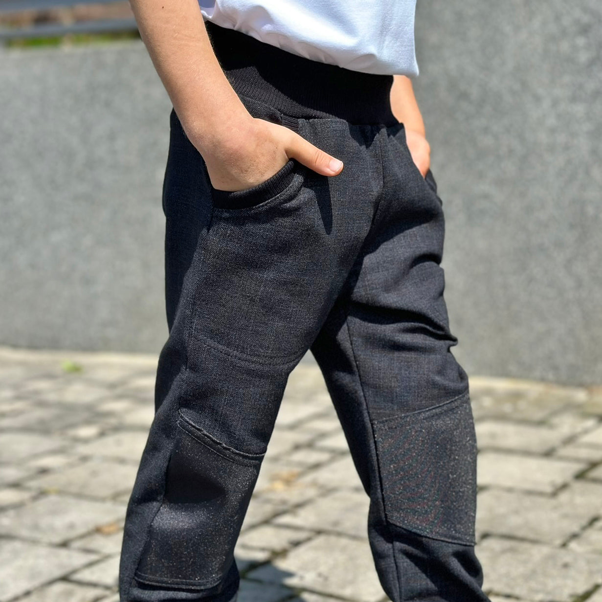 Tepláky černé denim