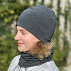 Jarní/podzimní čepice tmavě šedý melír Ada