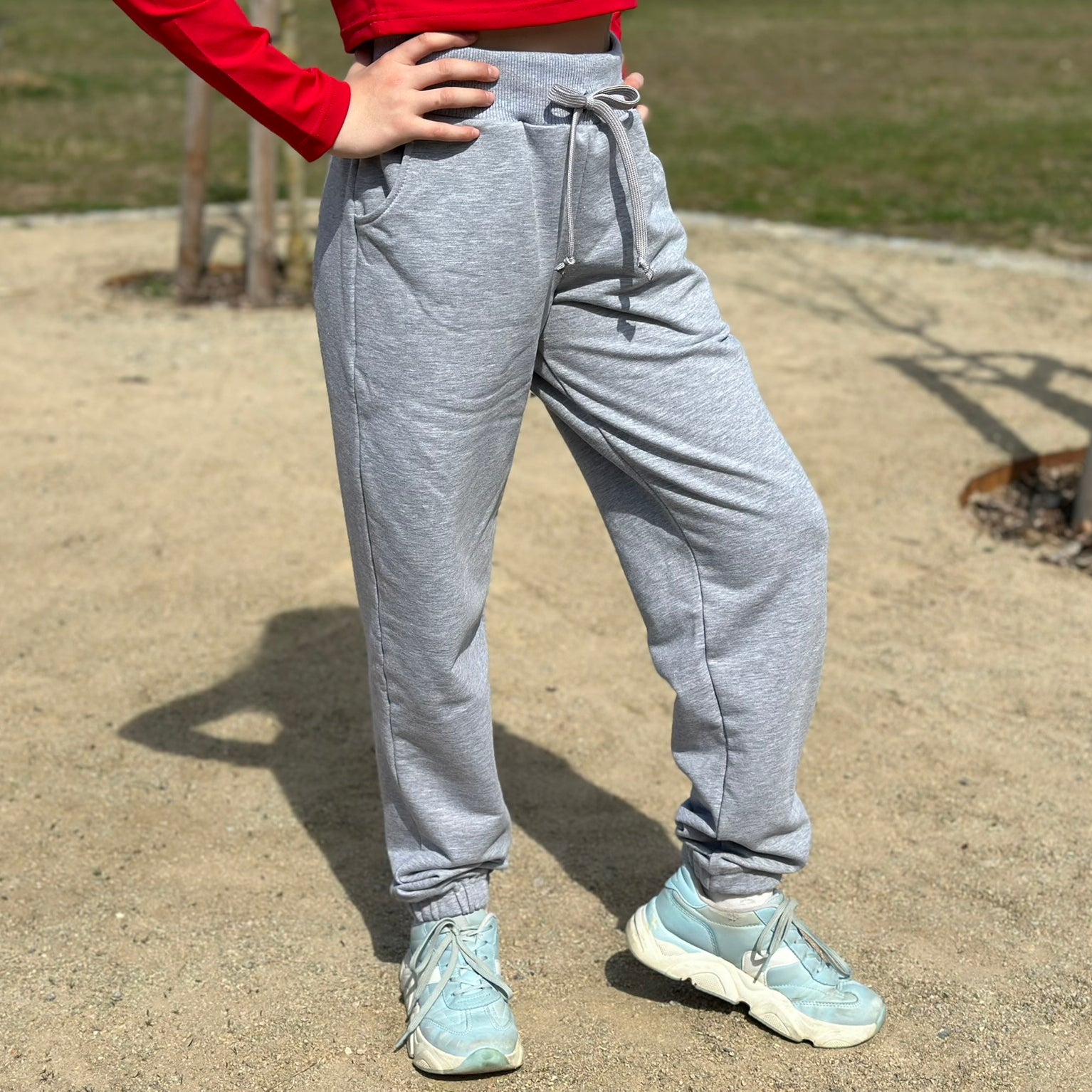 Tepláky Madison světle šedý melír dívčí