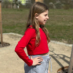 Crop top dlouhý rukáv červený