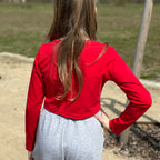 Crop top dlouhý rukáv červený