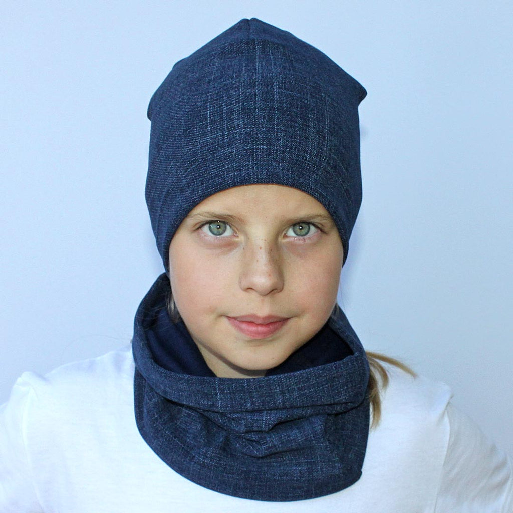 Zimní čepice tmavě modrá denim Mia