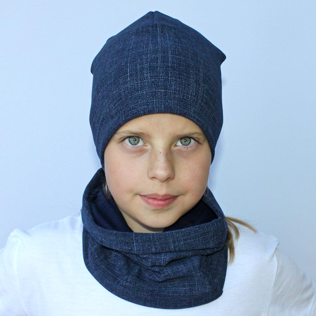 Zimní čepice tmavě modrá denim Mia