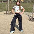 Crop top bílý s pastelovými motýlky