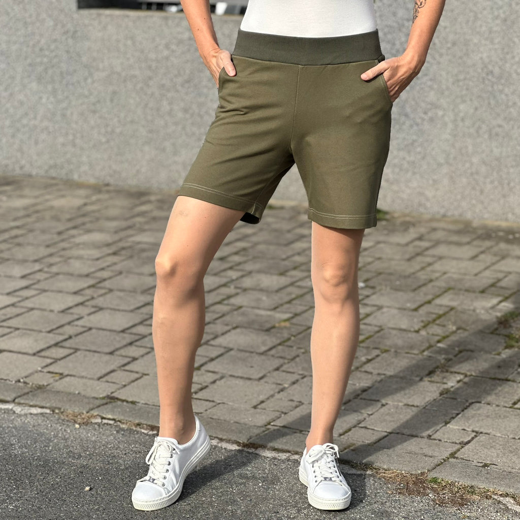 Šortky dámské bavlněné olivové