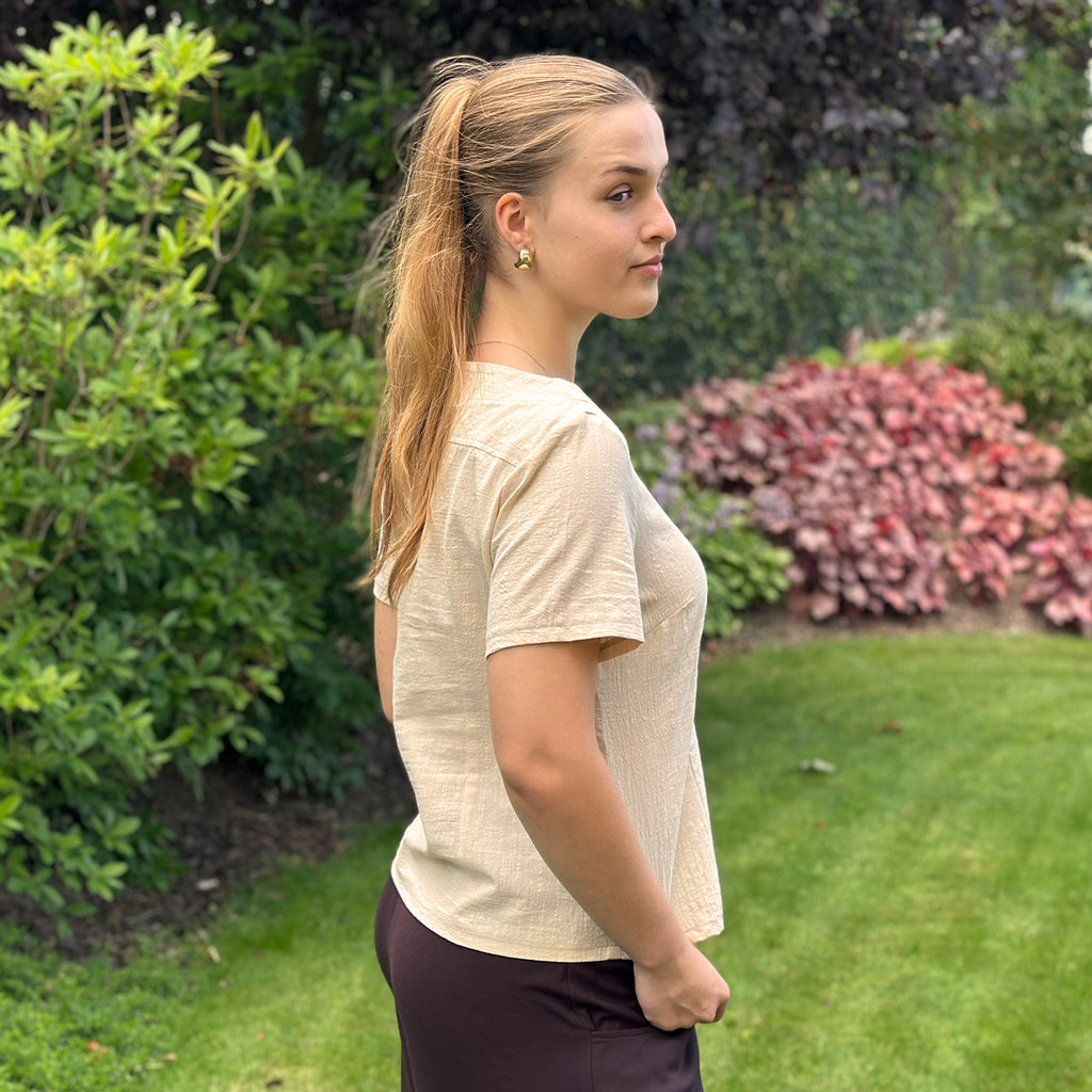 Béžová lněná dámská halenka