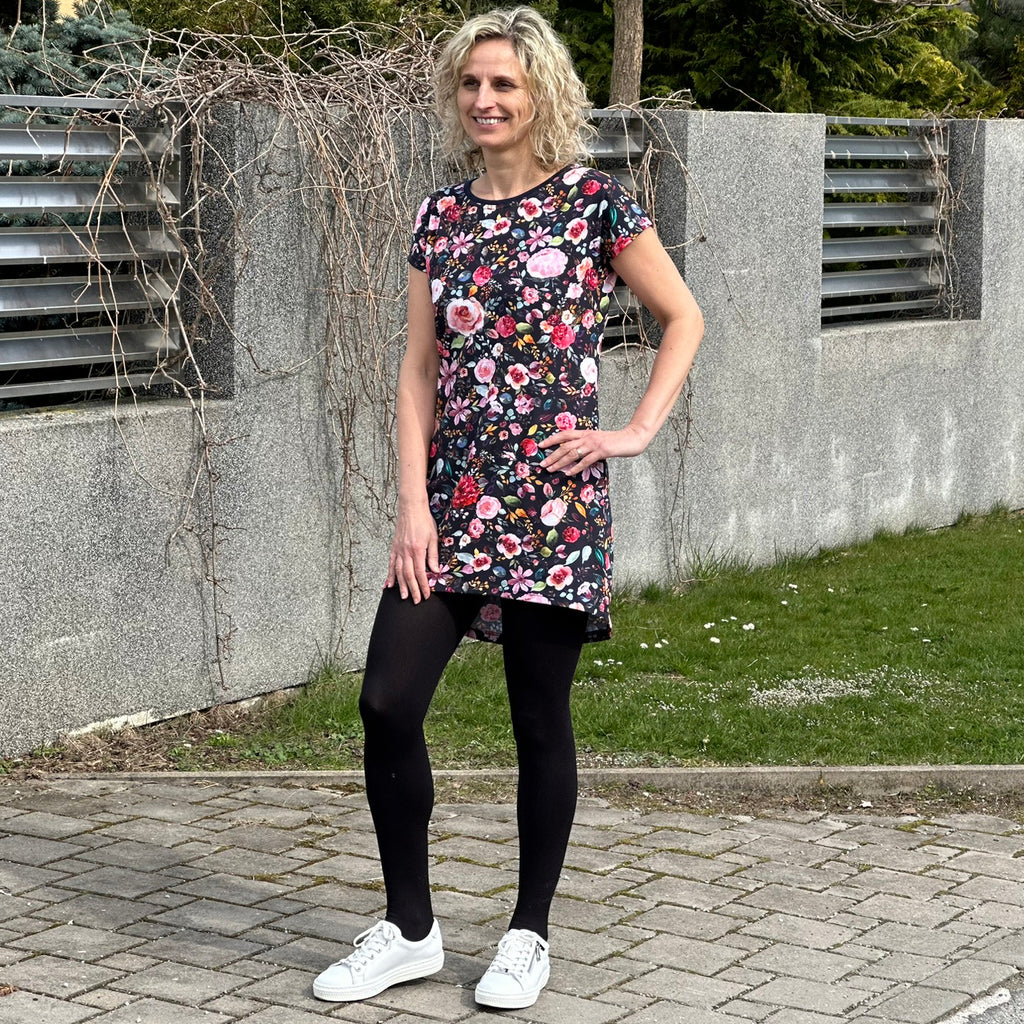 Tunika Violet tmavě modrá s růžemi