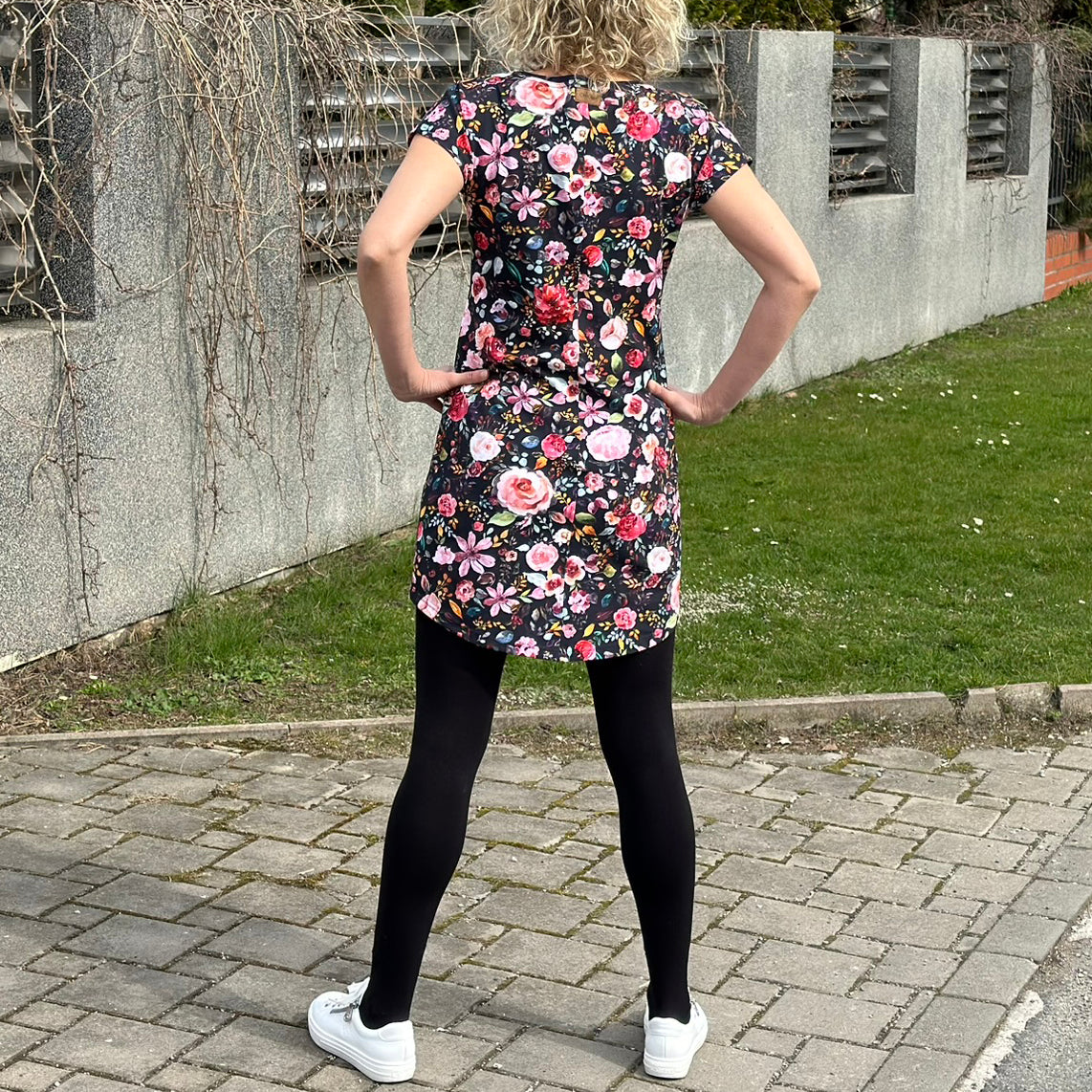 Tunika Violet tmavě modrá s růžemi