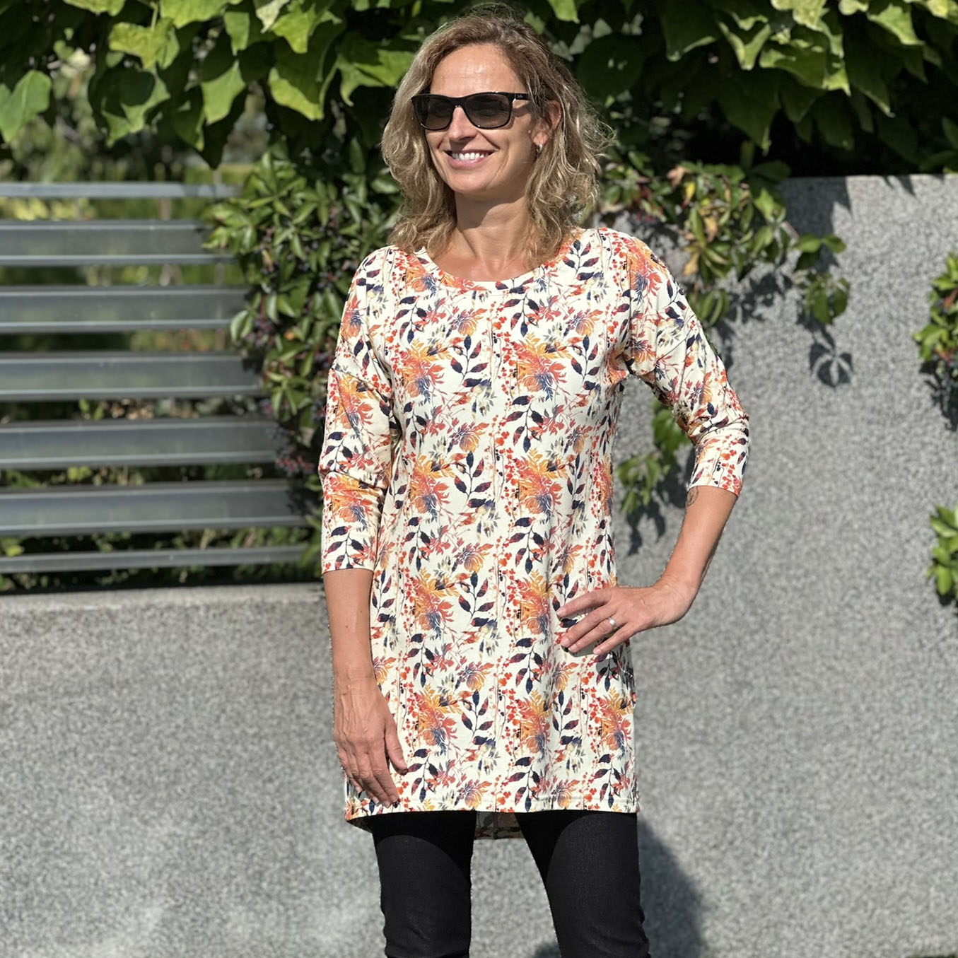 Tunika Violet smetanová podzimní listí