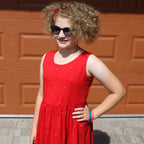 Letní šaty July červené s bílými puntíky