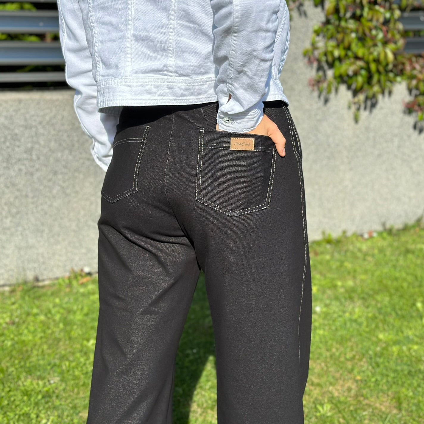 Dámské široké kalhoty denim černé