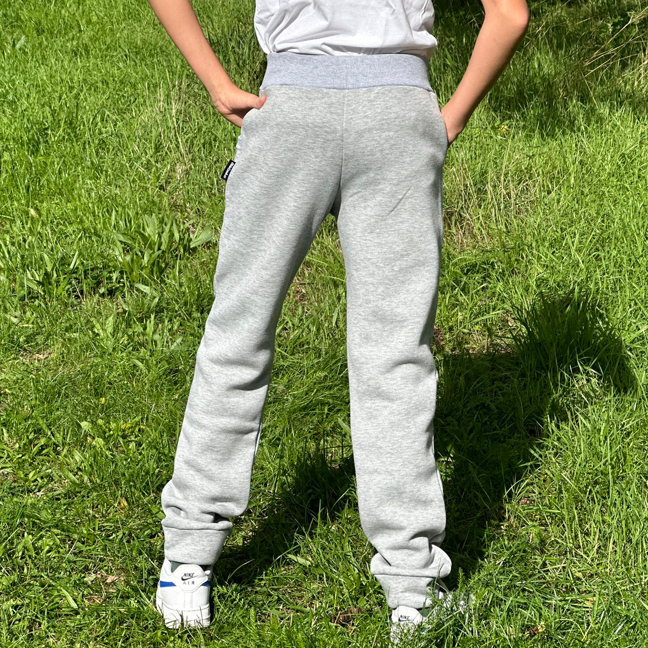 Tepláky zimní světle šedý melír