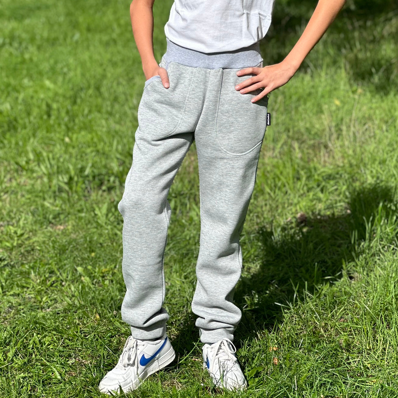 Tepláky zimní světle šedý melír
