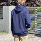 Pánská mikina na zip s kapucí tmavě modrá