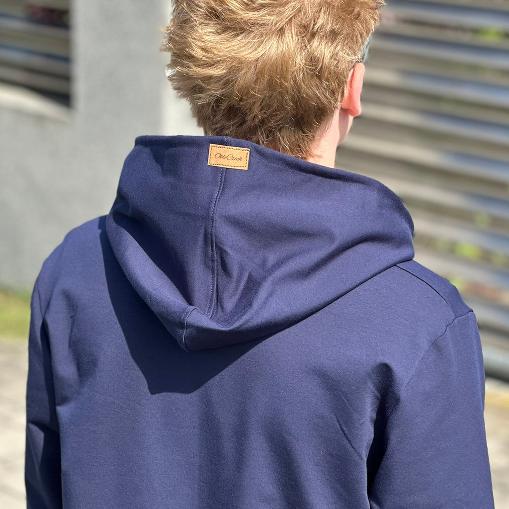 Pánská mikina na zip s kapucí tmavě modrá