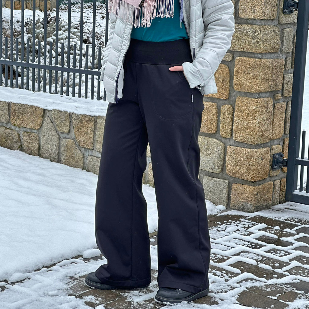 Softshellové kalhoty dámské široké černé