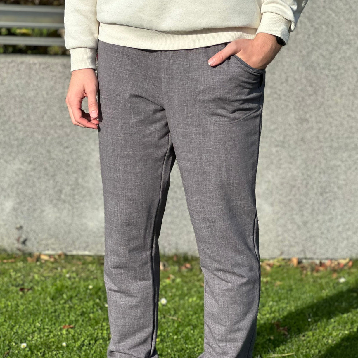 Pánské tepláky šedé denim