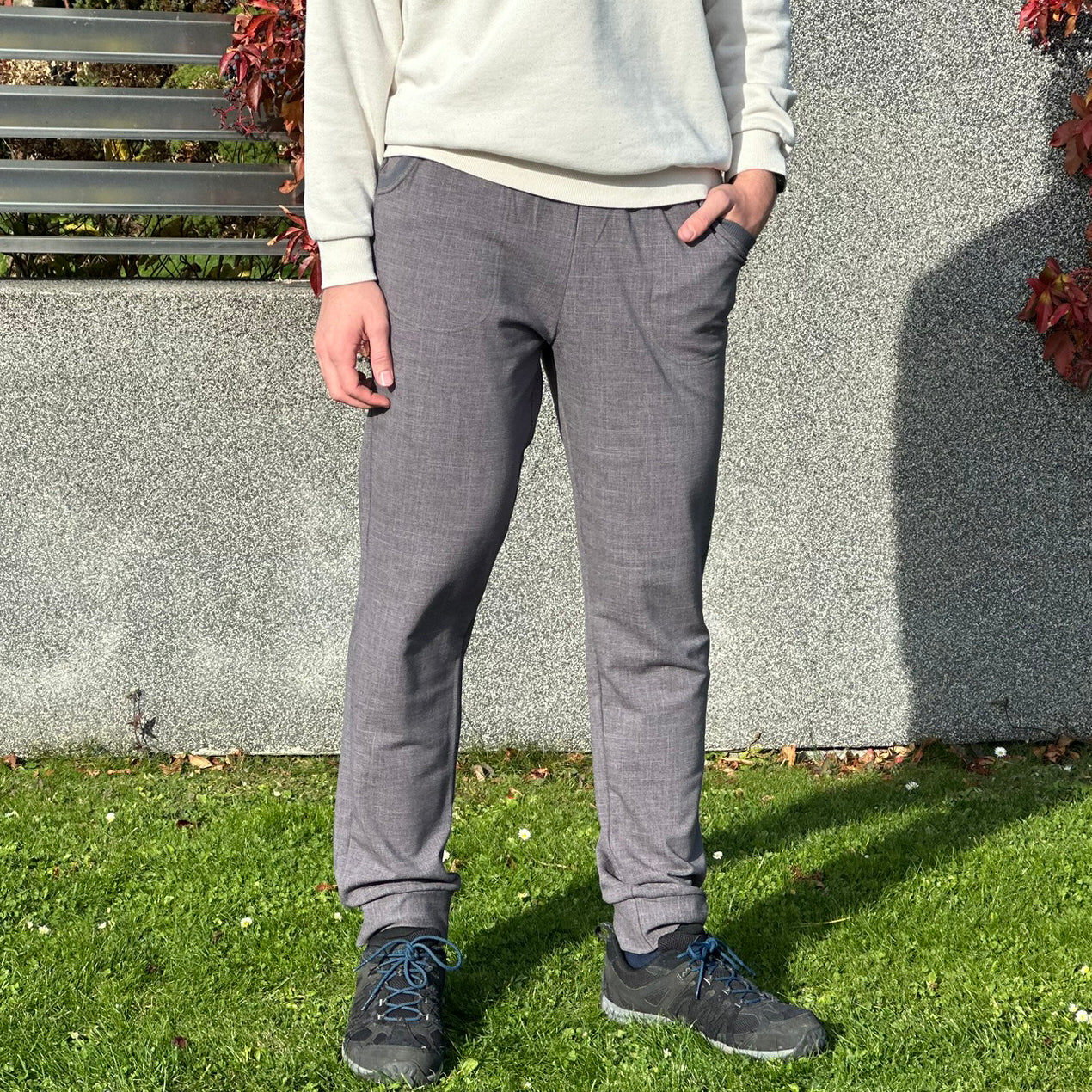 Pánské tepláky šedé denim