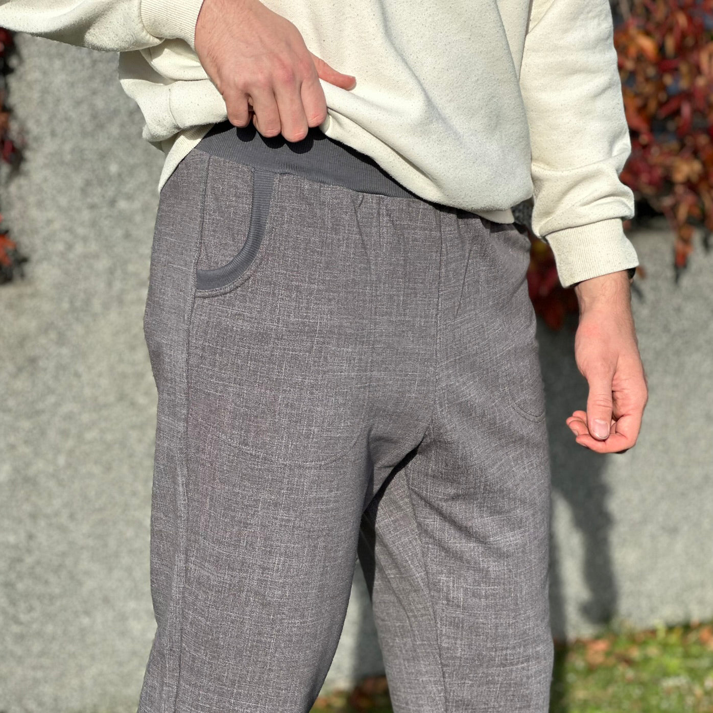 Pánské tepláky šedé denim