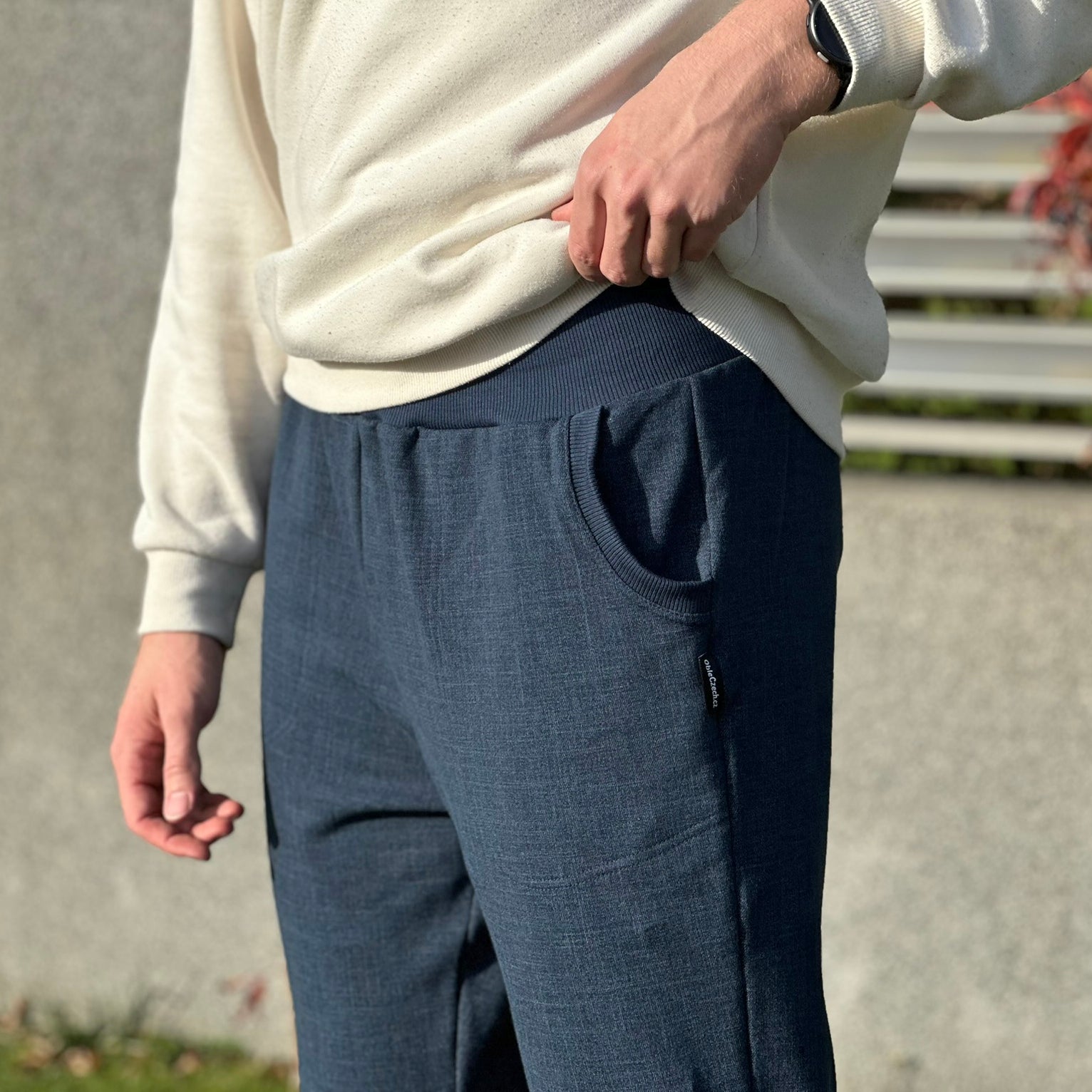 Pánské tepláky tmavě modré denim