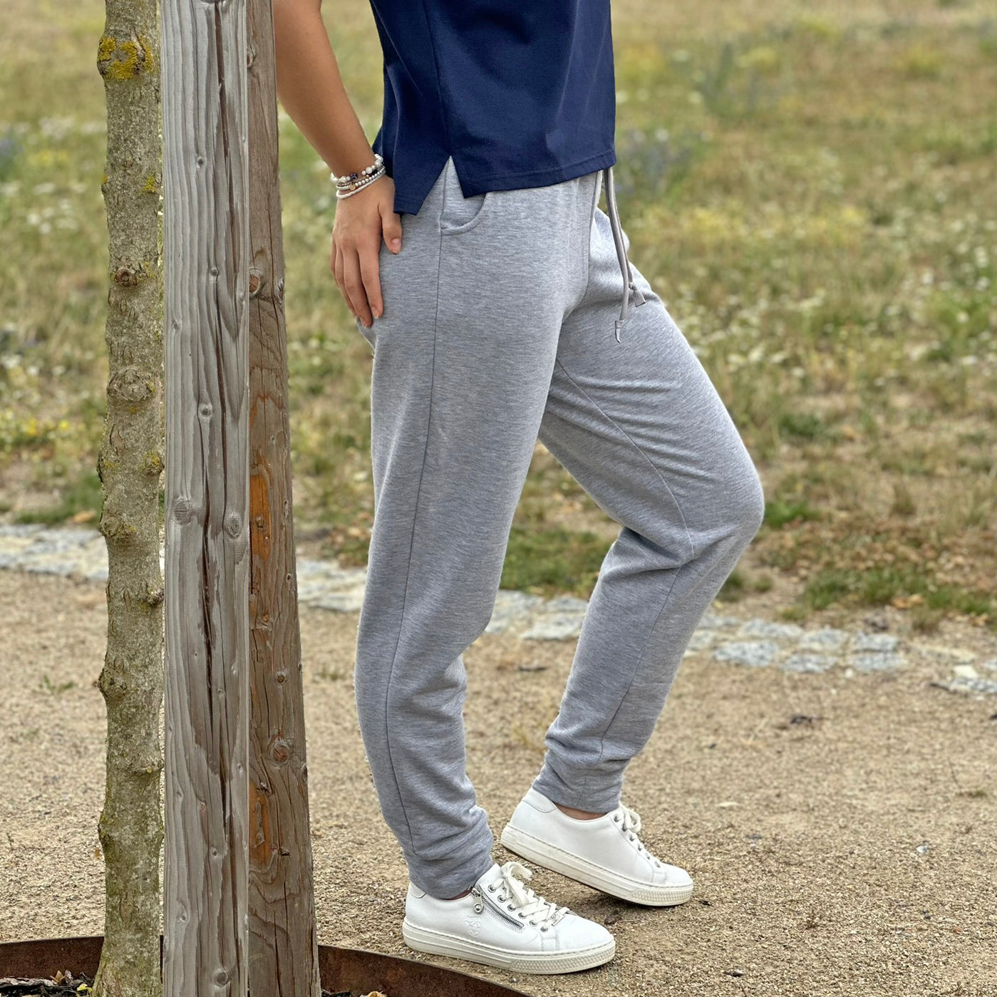 Tepláky Merch světle šedý melír