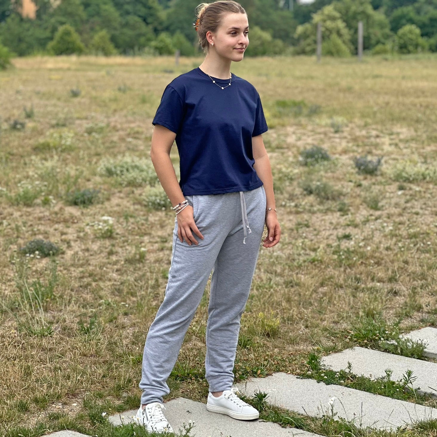 Tepláky Merch světle šedý melír