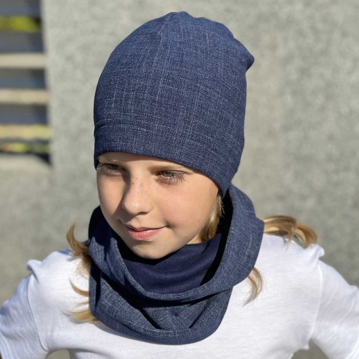 Jarní/podzimní čepice tmavě modrá denim Ada
