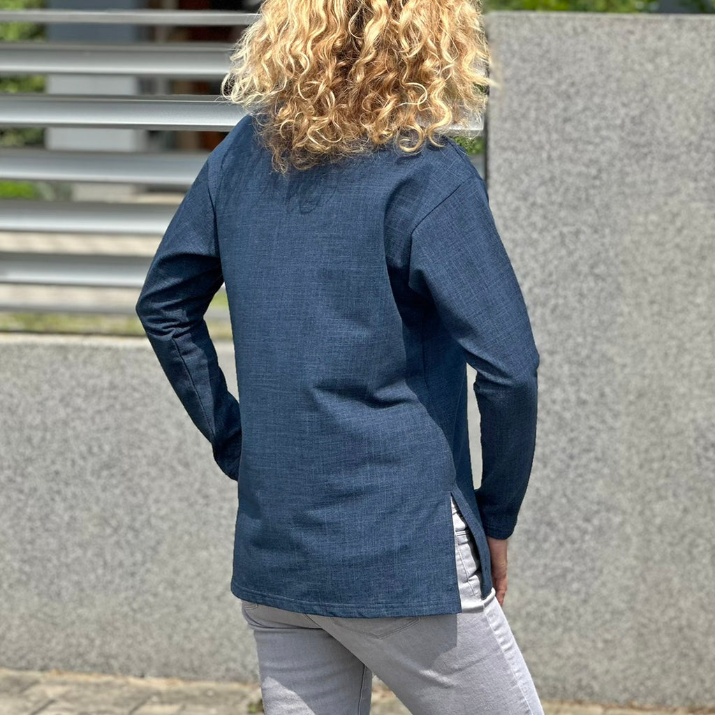 Triko Lea s rozparky tmavě modré denim