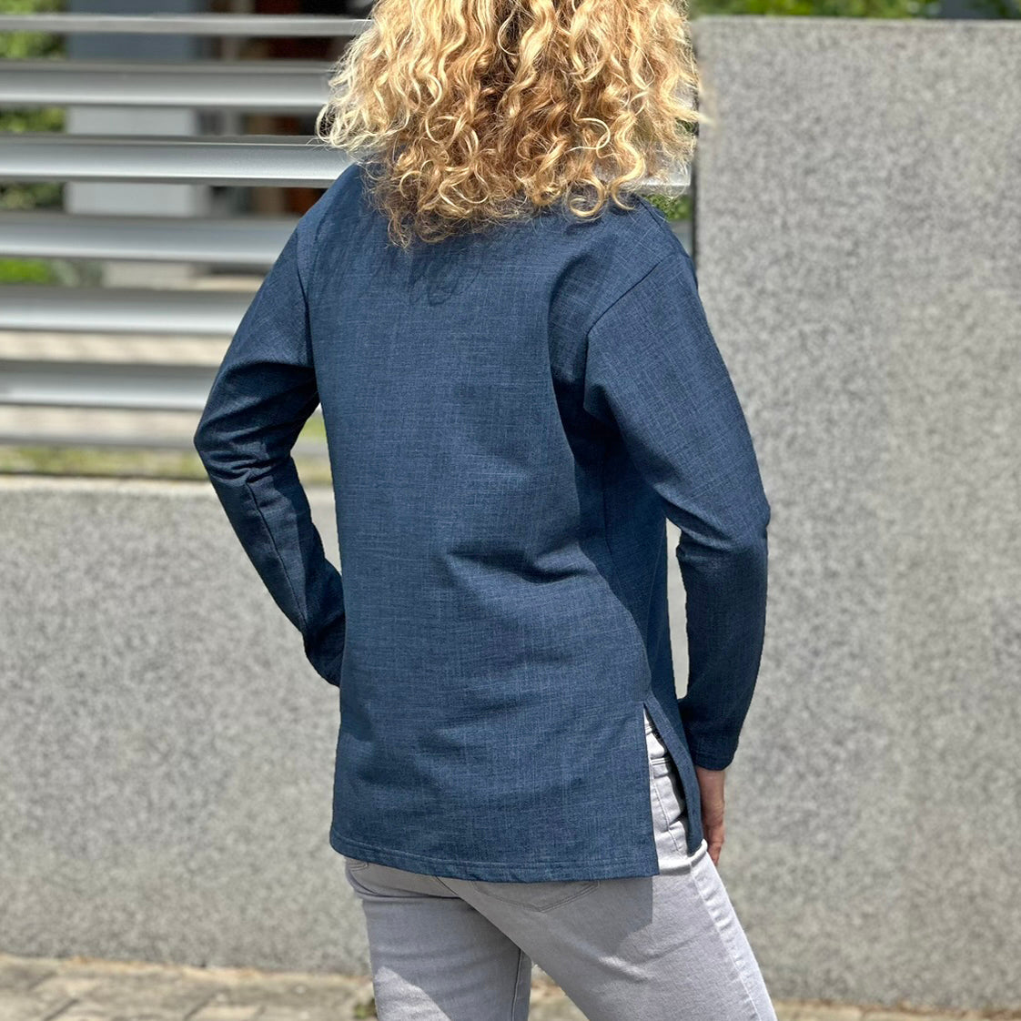 Triko Lea s rozparky tmavě modré denim