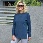 Triko Lea s rozparky tmavě modré denim