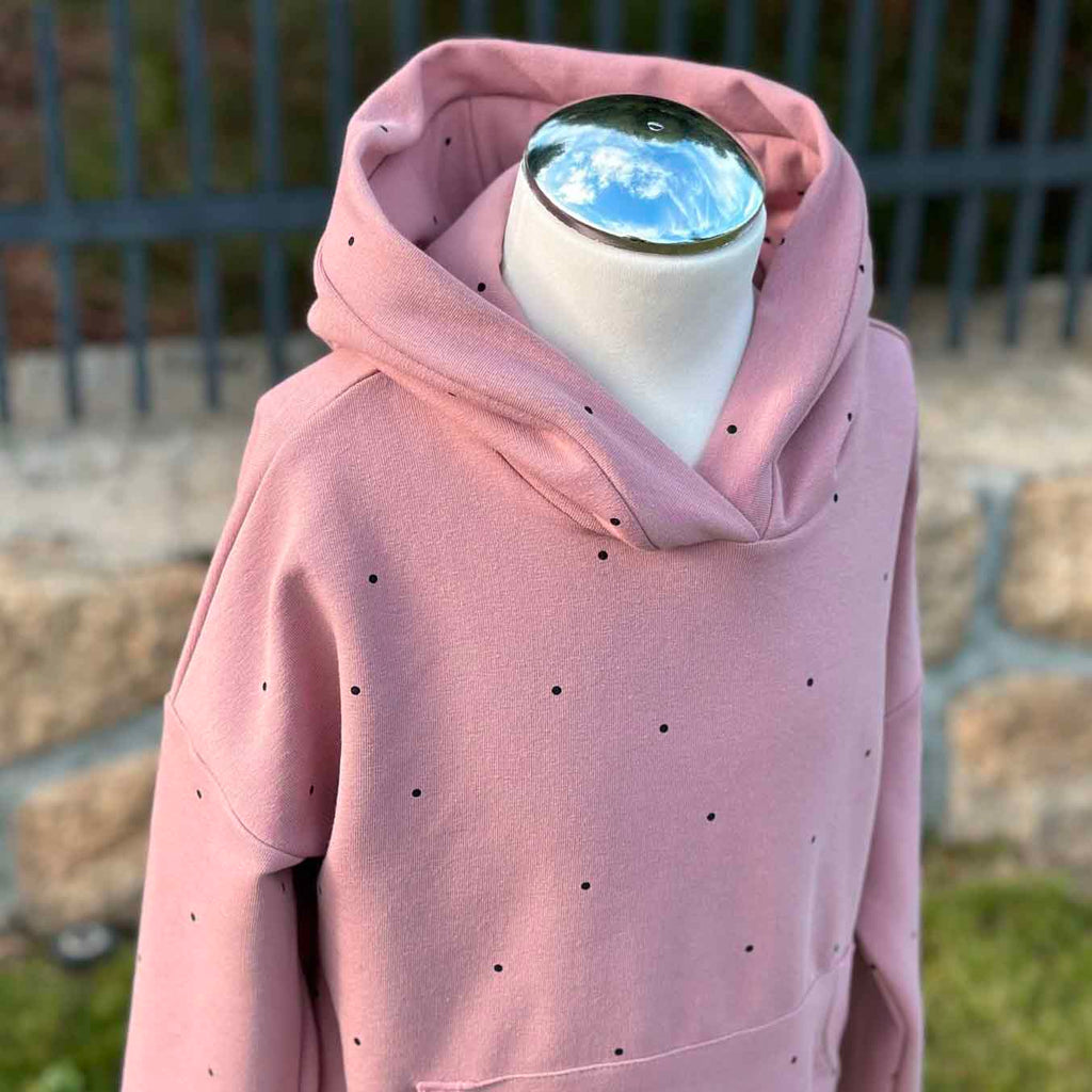 Mikina starorůžová puntíky