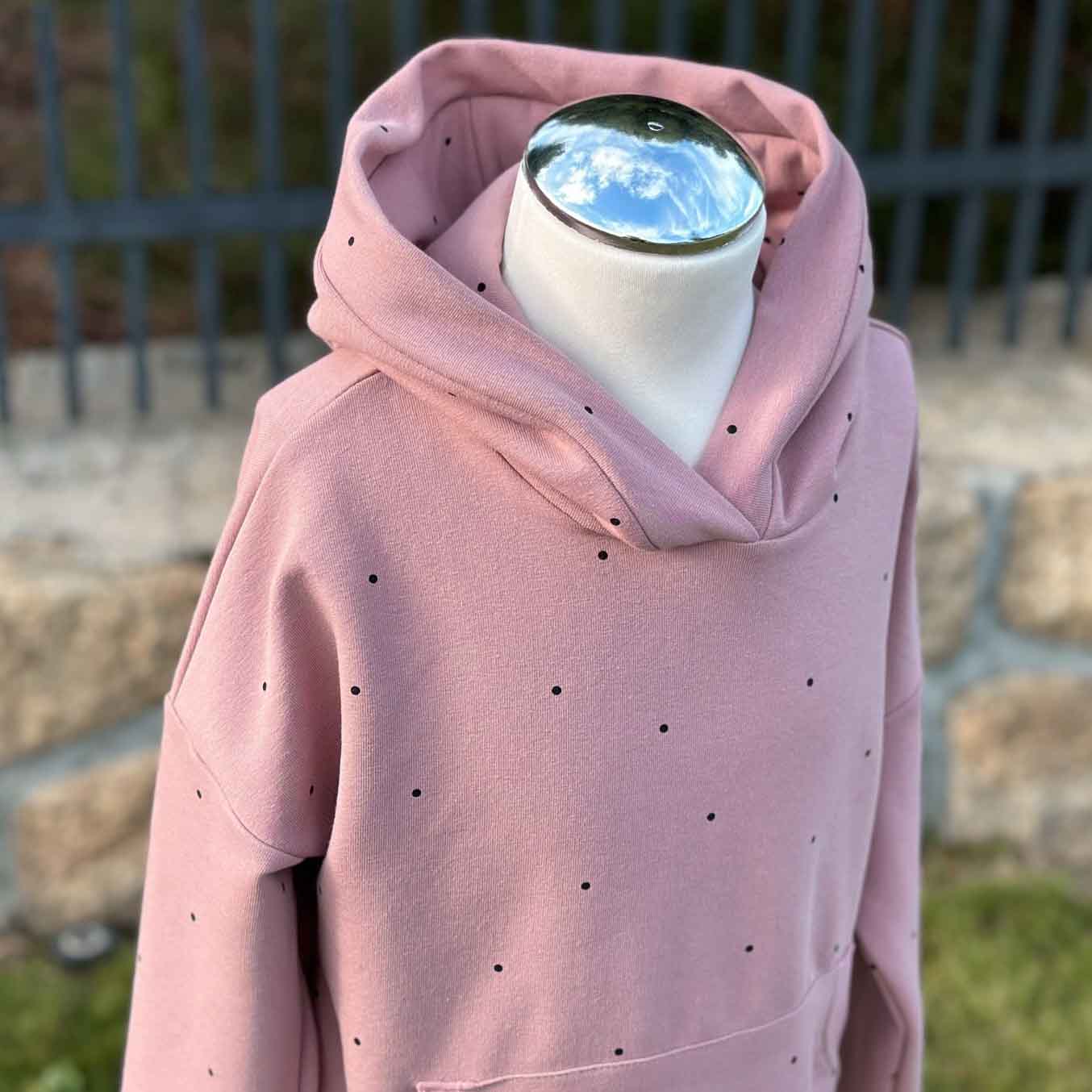 Mikina starorůžová puntíky