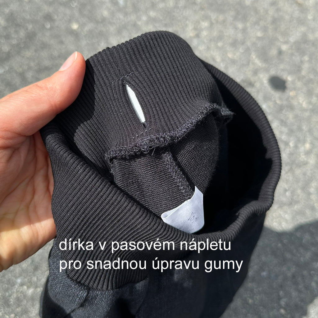 Tepláky kapsáče černé denim