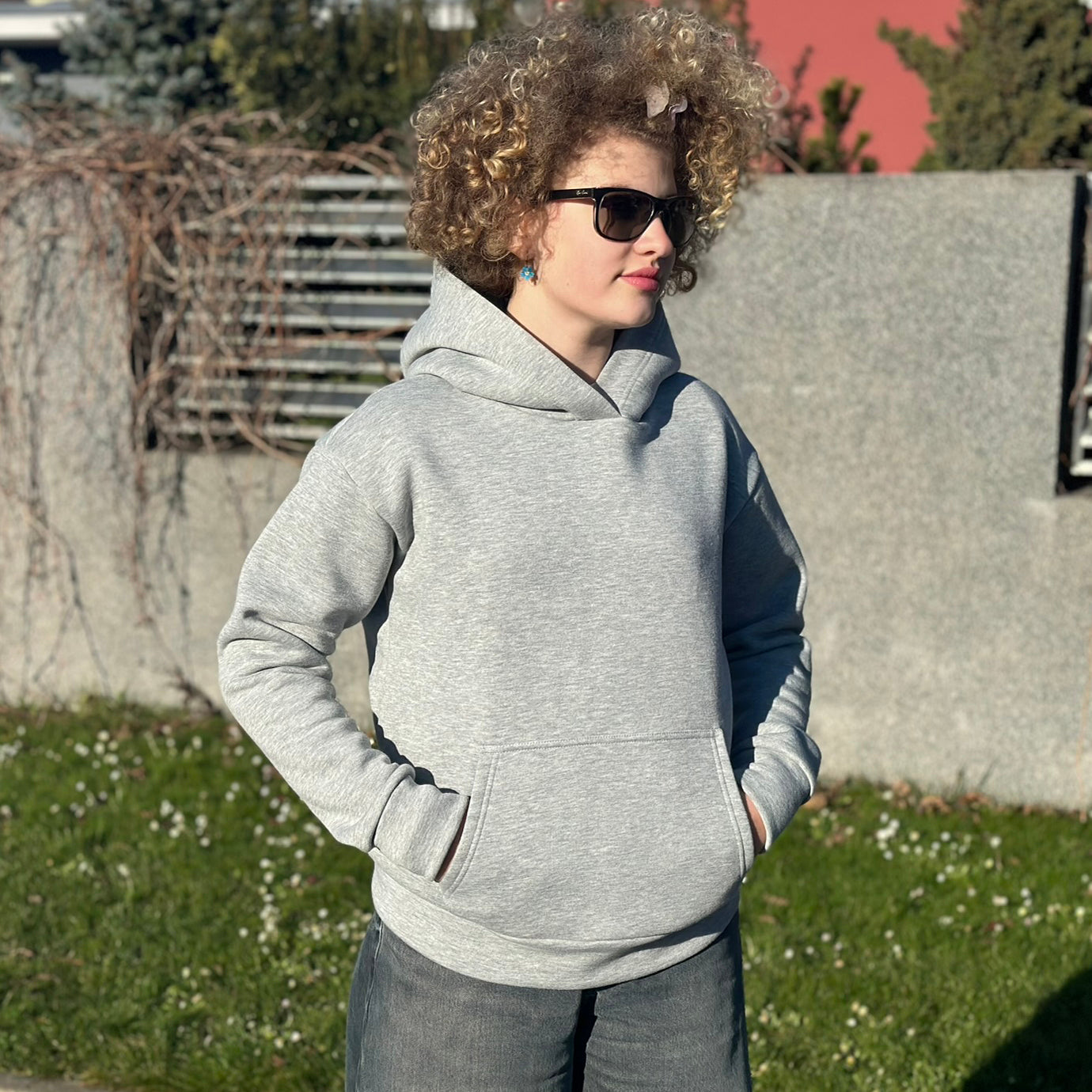 Mikina Merch světle šedý melír, ženy
