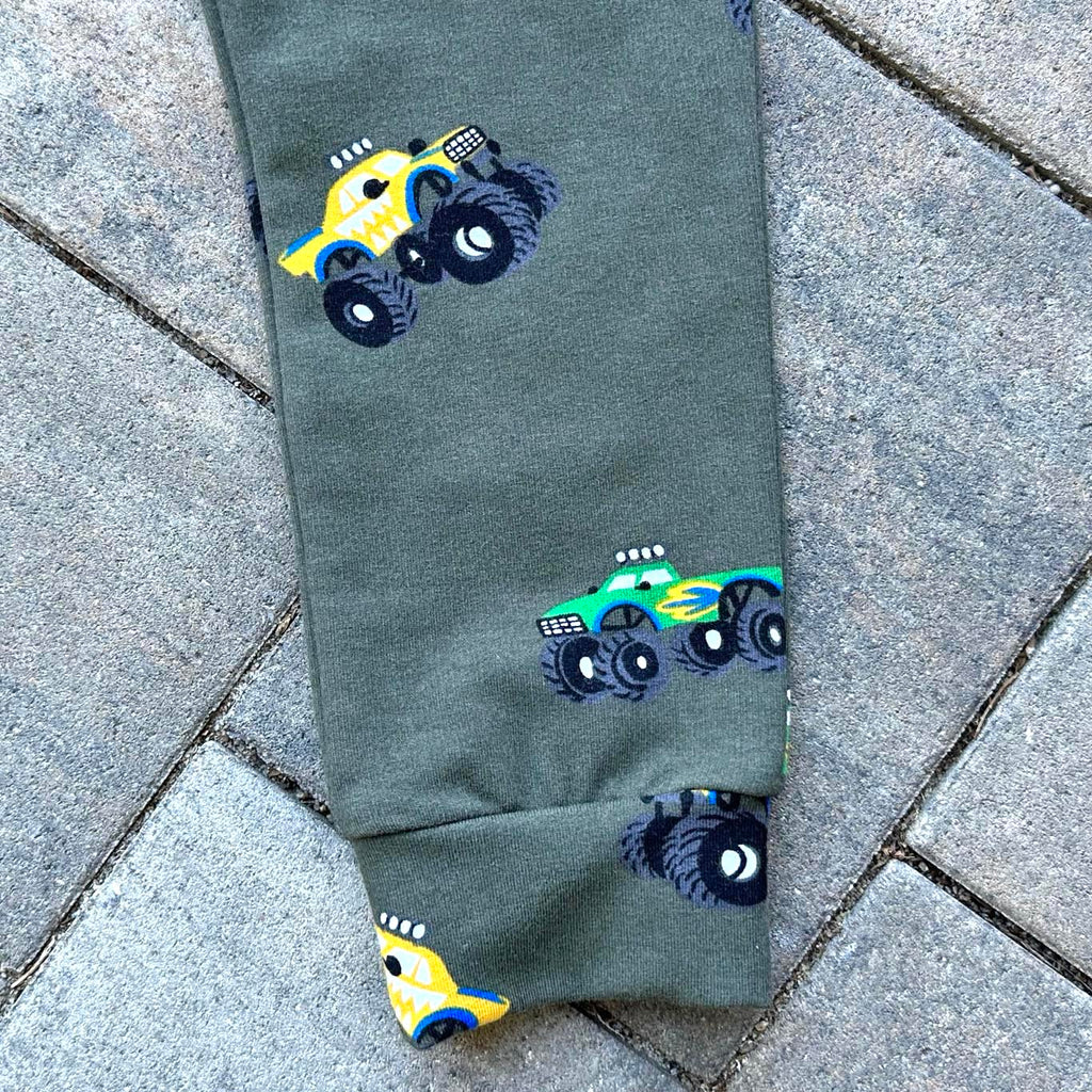 Tepláky zimní olivové monster truck