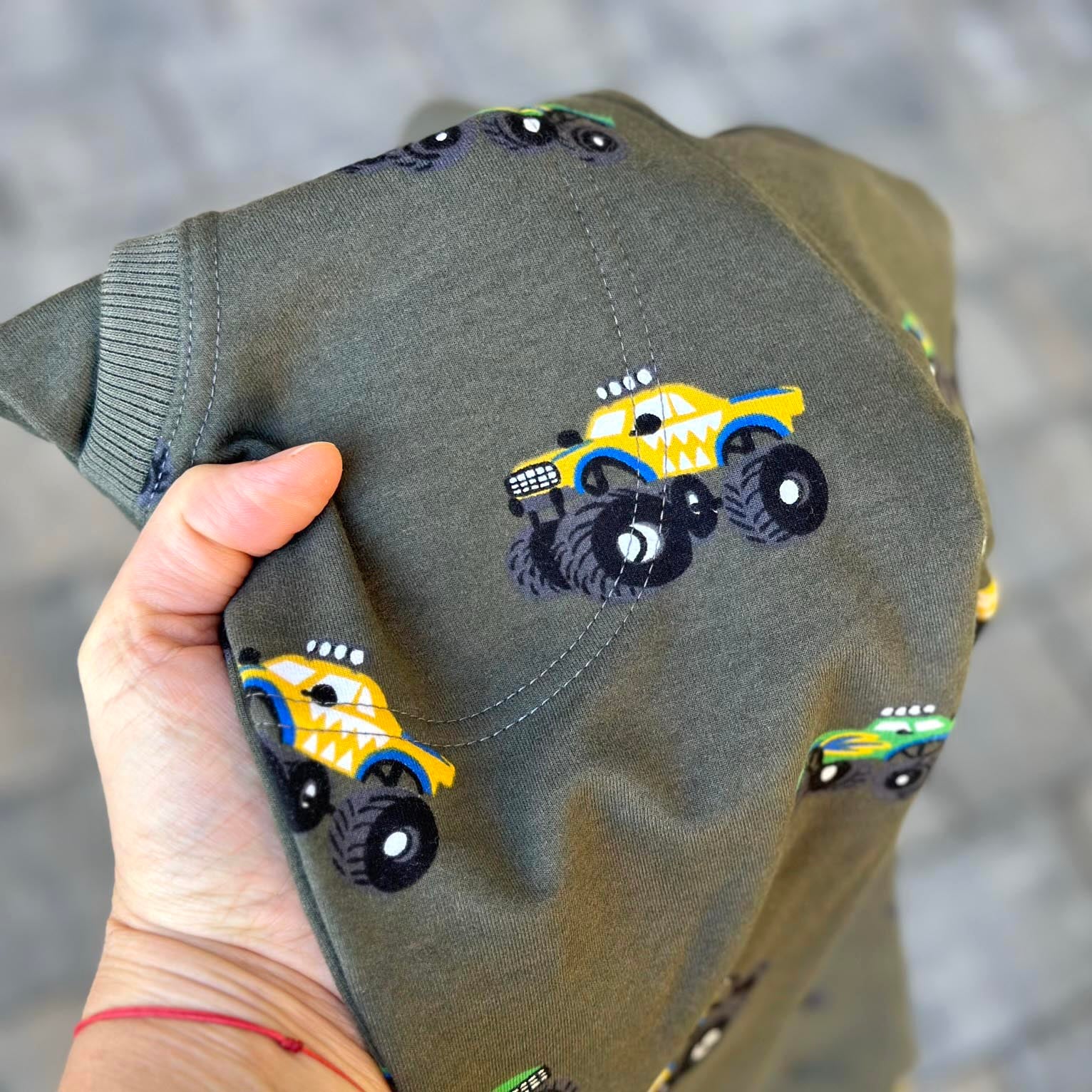 Tepláky zimní olivové monster truck