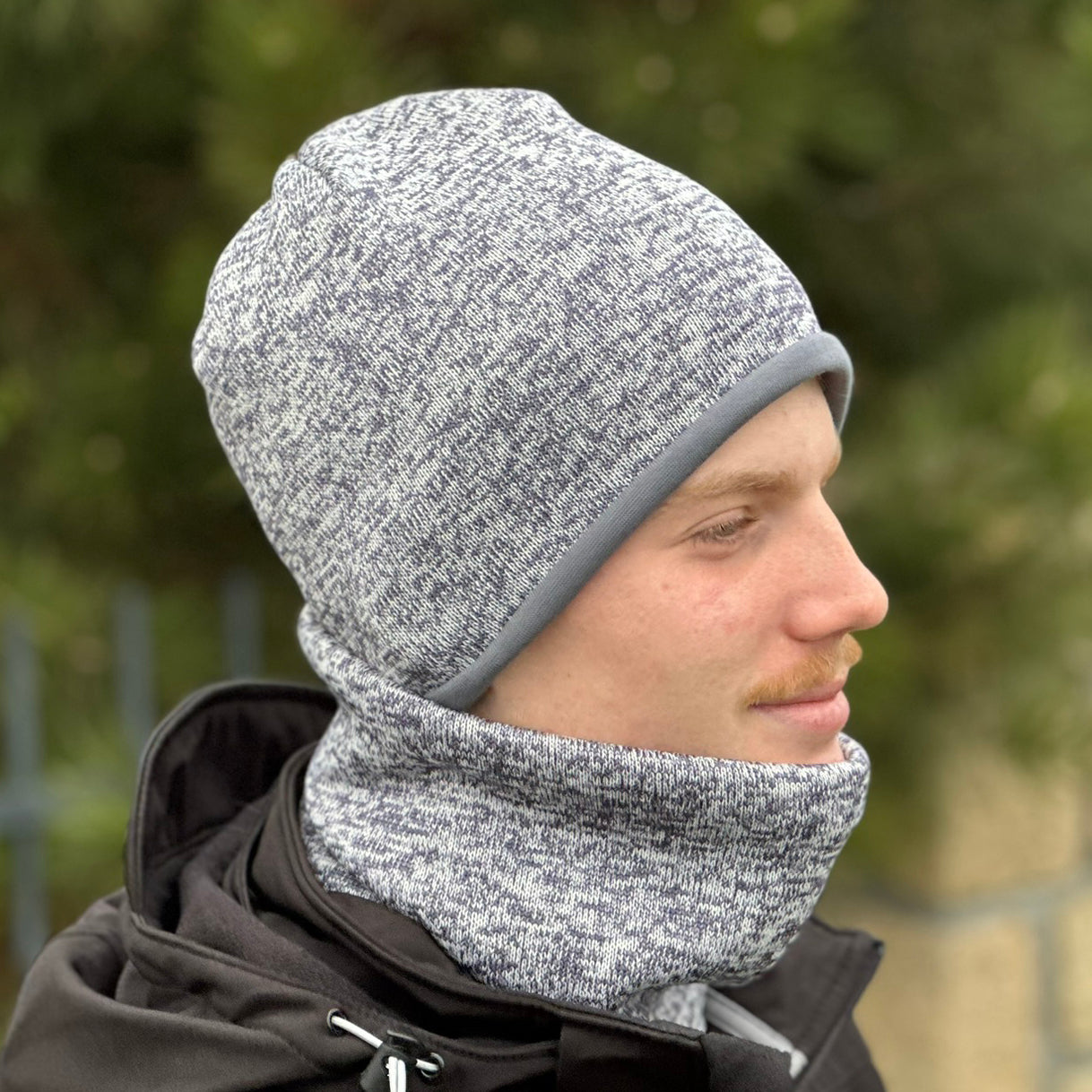 Zimní čepice středně šedý melír Tom