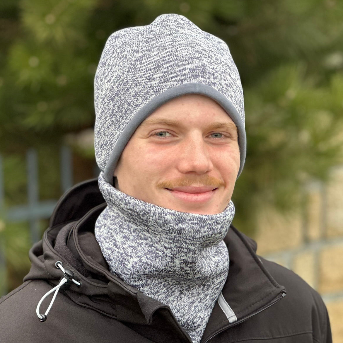 Zimní čepice středně šedý melír Tom
