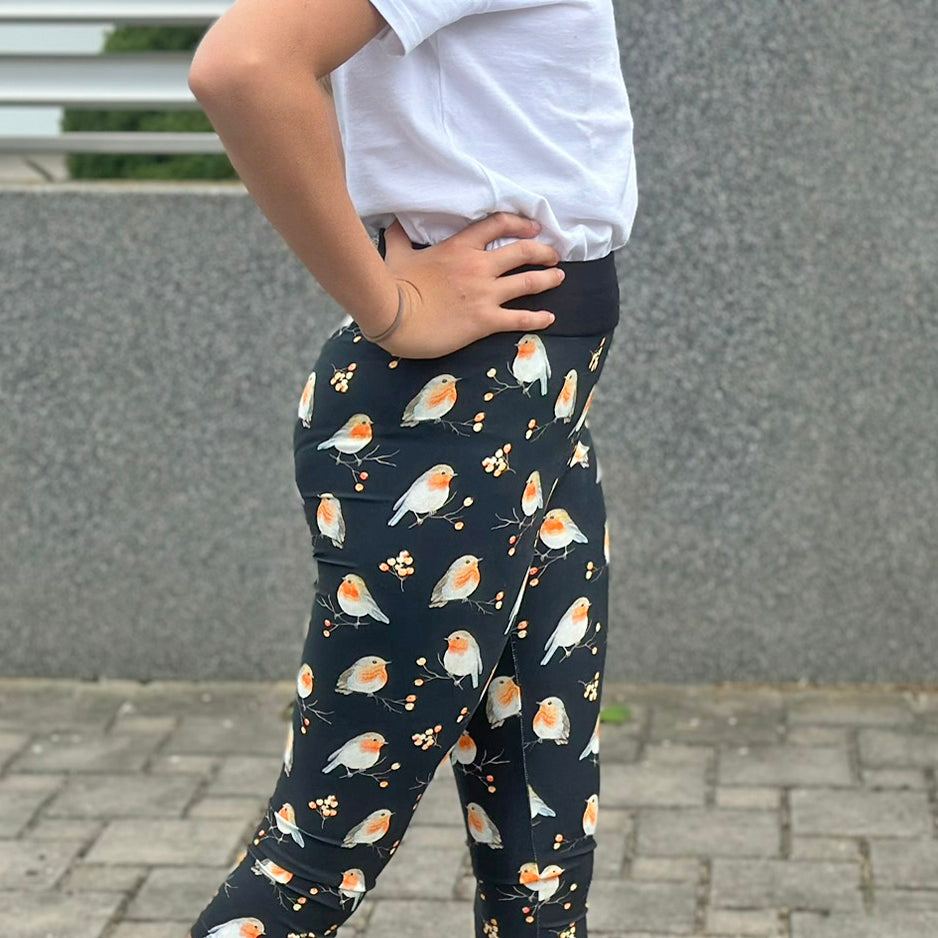 Legíny tmavě modré s ptáčky