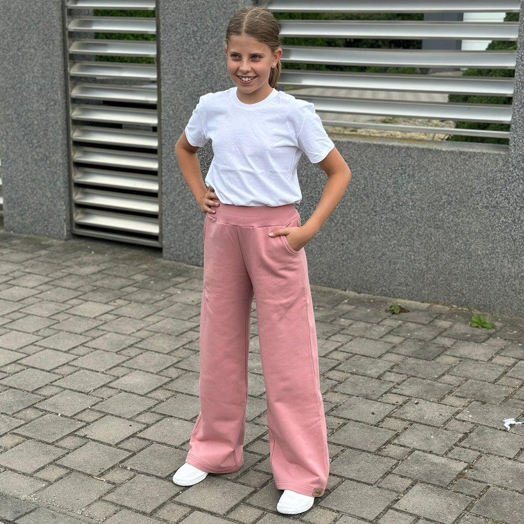 Tepláky Paris široké nohavice starorůžové