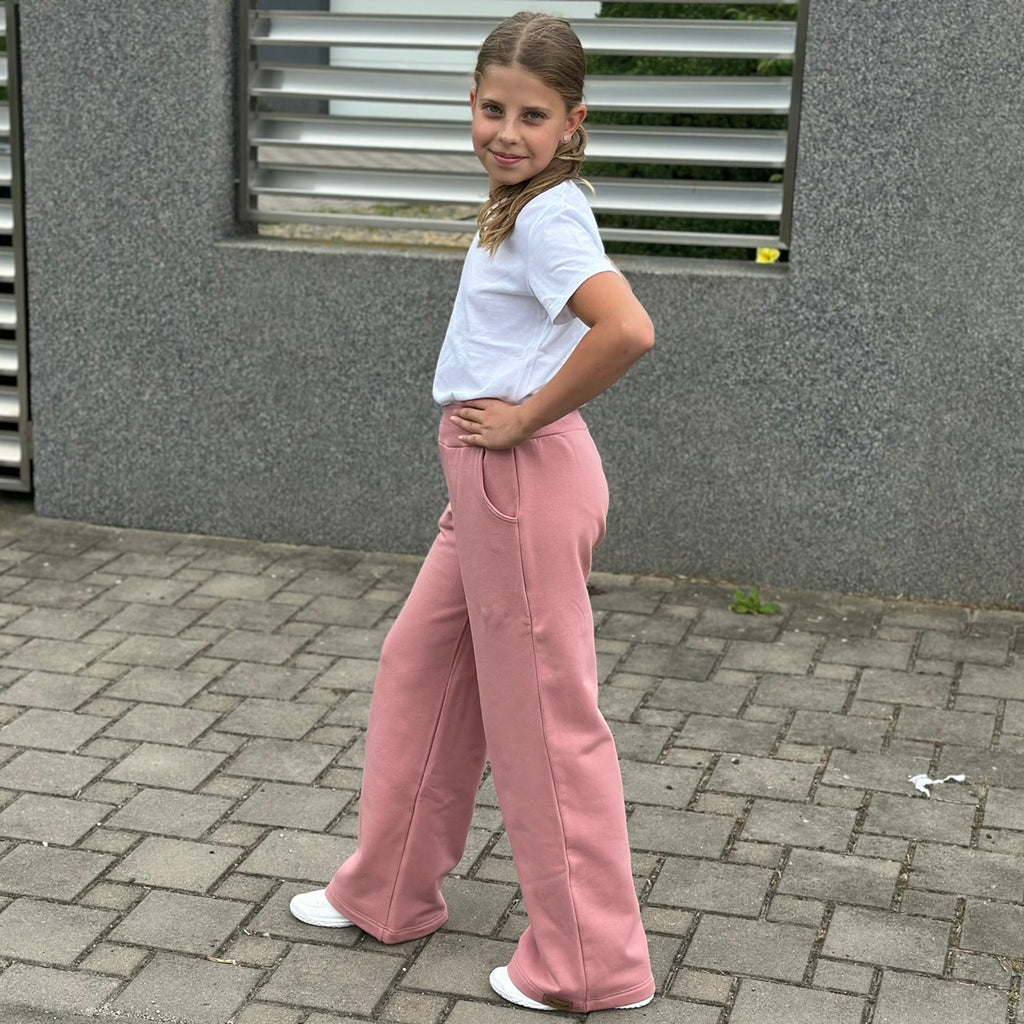 Tepláky Paris široké nohavice starorůžové