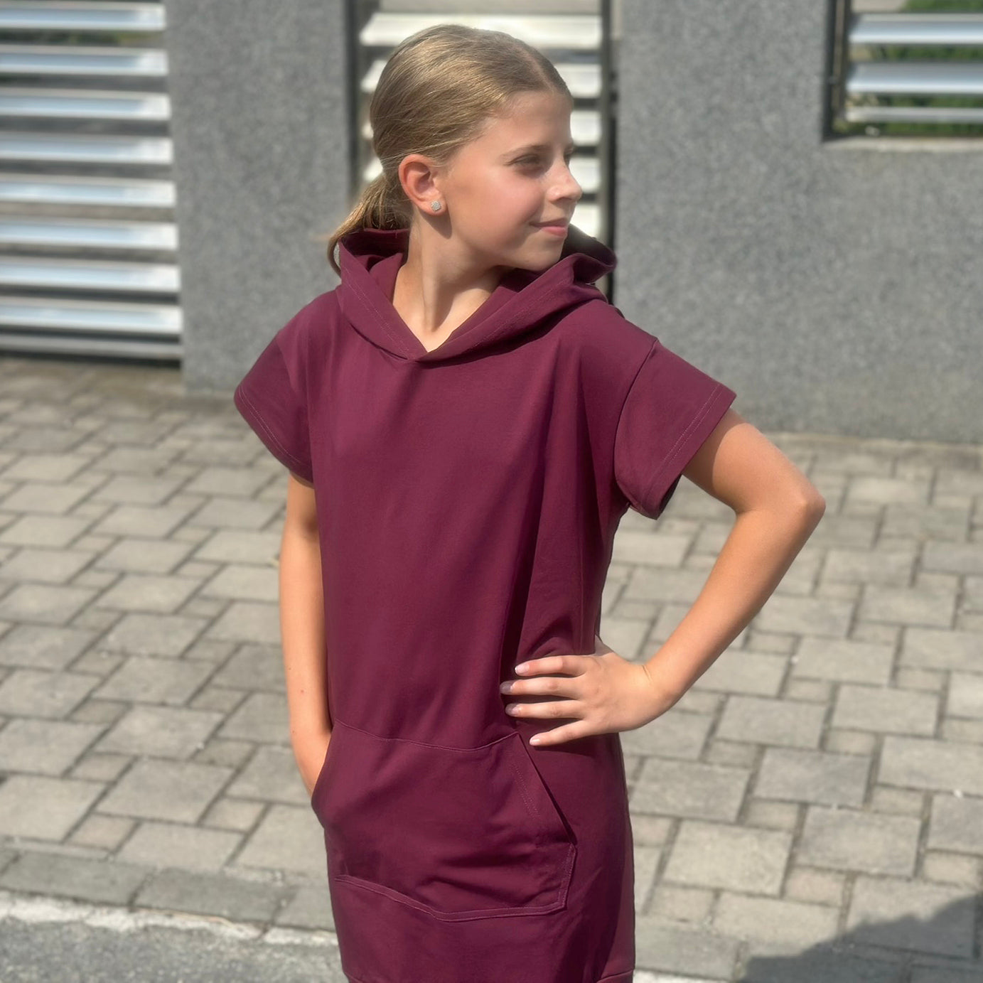 Letní mikinové šaty Daniela bordó