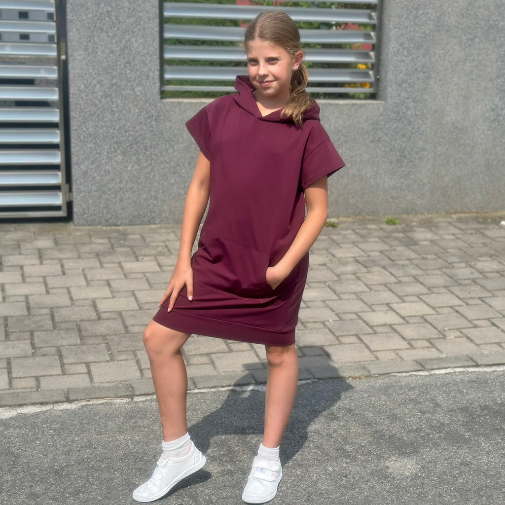 Letní mikinové šaty Daniela bordó