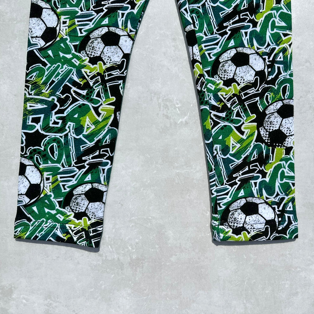 Legínové tepláky (spodky) zelené fotbal