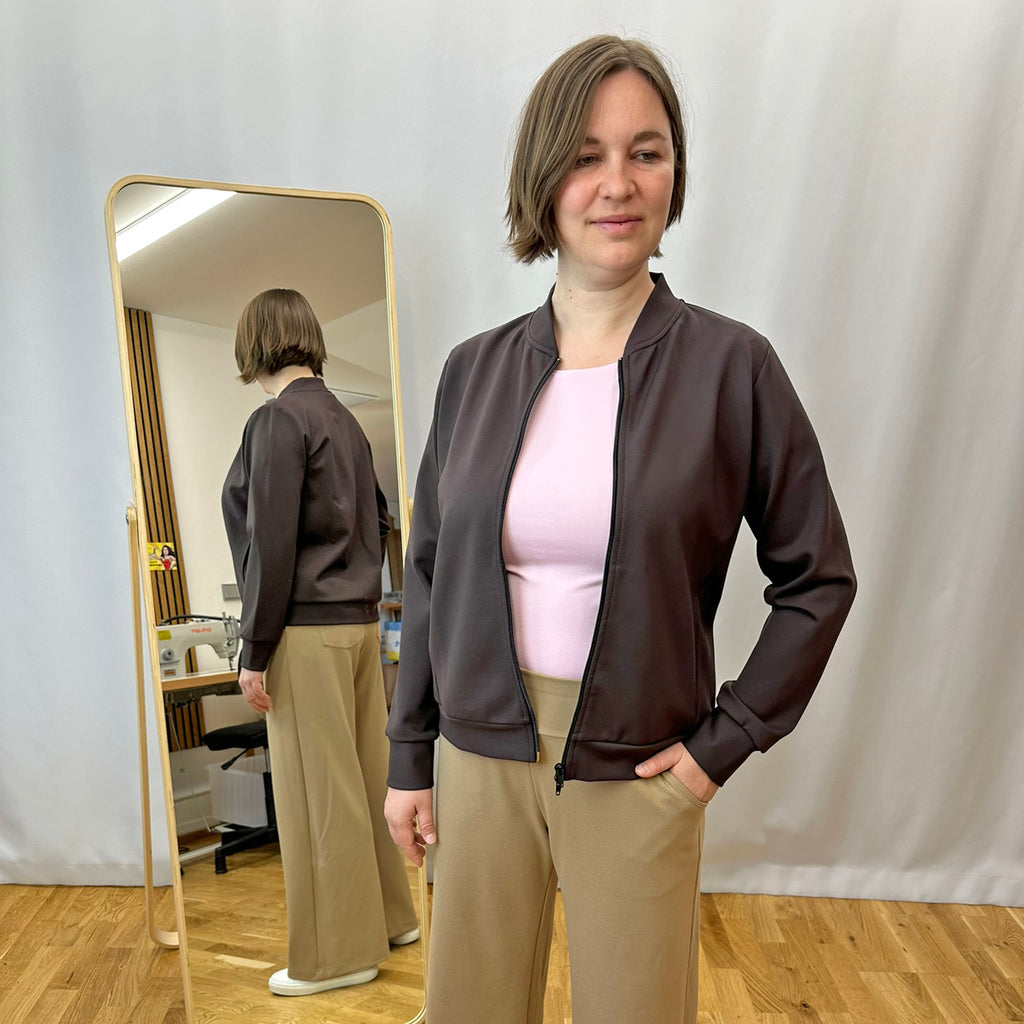 Bomber pro dámy na zip hnědý